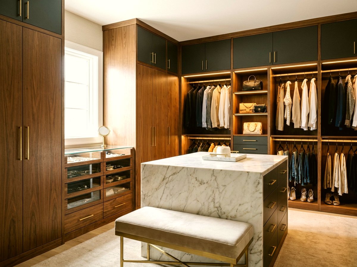 Custom walk-in closet design in Miami